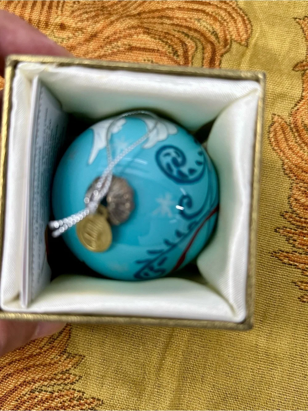 2014 Li Bien Pier 1 Hand Painted Christmas Ornament Blue with White Dove